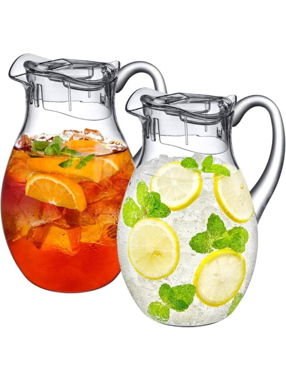 2-Pack Clear Acrylic Pitcher Set - 72 oz BPA-Free Water Jug with Lid, Perfect